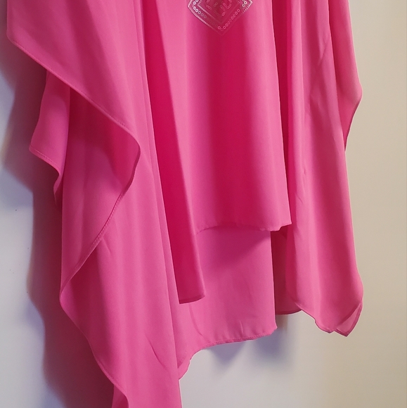 NWT PETER NYGARD Lipstick Pink Kimino Tunic Top Blouse Large - Picture 6 of 8